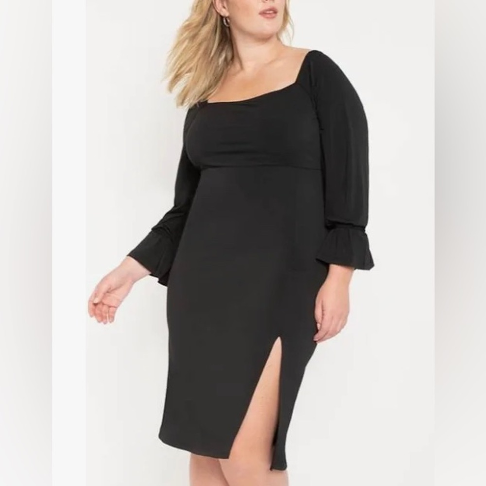 ELOQUII Black Tie Sleeve Dress